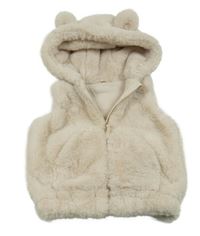 Svetlobéžová kožušinová podšitá vesta s kapucňou Nutmeg
