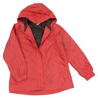 Jahodová šušťáková jarná bunda s kapucňou Pocopiano