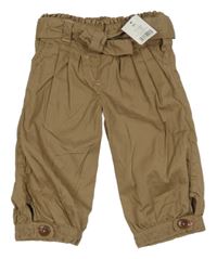 Nové - Hnědé plátěné pumpky s opaskom George