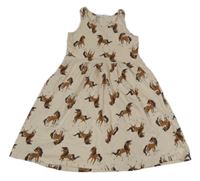 Béžové bavlnené šaty s koňmi H&M