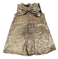 Bronzový kraťasový overal s mašlou Tu