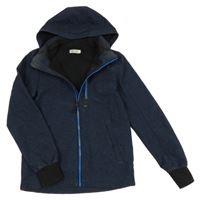 Tmavomodro-čierna melírovaná softshellová bunda s odopínacíá kapucňou H&M