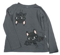 Tmavošedé triko s netopýry H&M