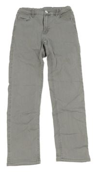 Šedé slim fit waist teplákové rifle H&M