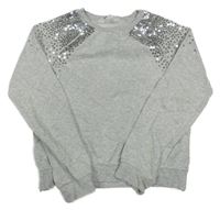 Svetlosivá melírovaná mikina s flitrami H&M