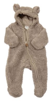 Hnědá chlupatá kombinéza s kapucí H&M