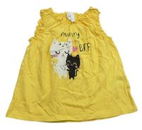 Žlté bavlnené šaty s kočičkami zn. H&M