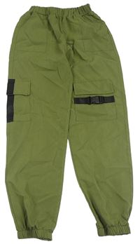 Olivové cuff nohavice Shein