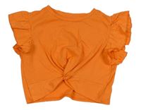 Oranžové crop tričko s volánikom Shein