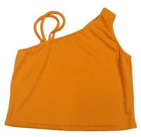 Oranžový rebrovaný crop top Shein