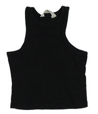 Čierny rebrovaný crop top H&M