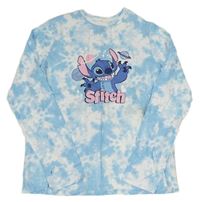 Modro-bílé batikované triko se Stitchem Disney