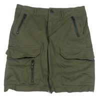Khaki riflové kraťasy s kapsami Asos