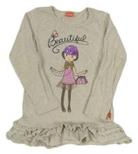 Béžové melírované triko s holčičkou Kidoki