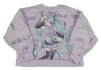 Levandulová oversize mikina Hatsune Miku