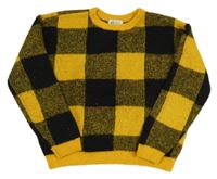 Čierno-žltý kockovaný sveter H&M