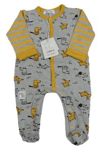 Nové - Šedo-žlutý overal s pejsky Baby Bol