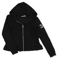 Černá propínací mikina s číslem a kapucí H&M
