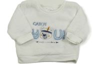 Biela plyšová mikina s nápisom Ergee