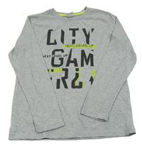 Šedé melírované triko s nápisem Y.F.K.