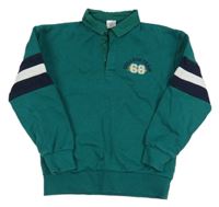 Tmavozelená polo mikina s prúžkami Little kids