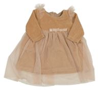 Béžové sametové šaty se síťovinou Cassiope