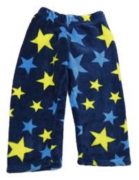 Tmavomodré hvězdičkované plyšové pyžamové kalhoty Supbobi 