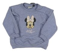 Nové - Modrorůžová melírovaná mikina s Minnií a volánky Disney
