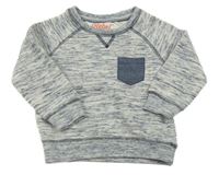 Tmavomodro-biela melírovaná mikina s vreckom Rebel