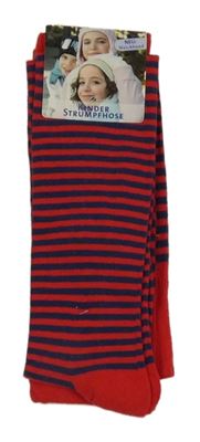 Nové - Červeno-modré pruhované punčocháče Pocopiano 