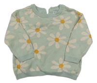 Svetlozelený sveter s kvetmi F&F