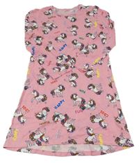 Svetloružové bavlnené šaty s jednorožcami Kids