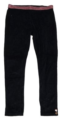 Tmavomodré zamatové trblietavé legíny s ružovým pasom Ted Baker