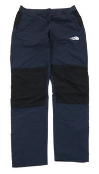 Tmavomodro-černé funkční šusťákové kalhoty s logem The North Face