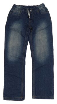 Tmavomodré šisované rifle s elastickým pasem Y.F.K. 