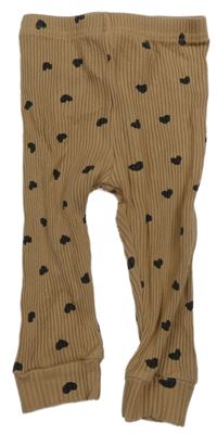 Béžové rebrované tepláky Shein