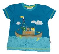 Tyrkysovo-modré tričko se zvířátky Liegelind 