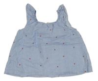 Modro-bílý pruhovaný halenkový top s jahůdkami H&M