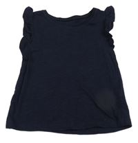 Tmavomodrý top s volánikmi H&M