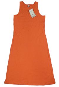 Nové - Oranžové rebrované dlhé šaty Tu