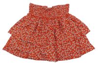 Červená kvetovaná vrstvená sukňa so všitými kraťasy Zara