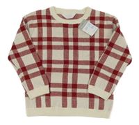 Nové - Červeno-biely kockovaný sveter Primark