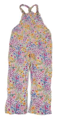 Barevné květované plátěné laclové kalhoty H&M