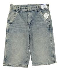 Nové - Světlemodré slim fit riflové kraťasy H&M