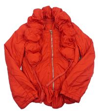 Červená šušťáková zateplená bunda s golierom