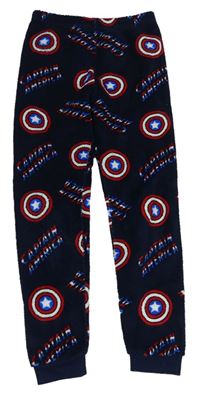 Tmavomodré chlpaté pyžamové nohavice so znaky - CAPTAIN AMERICA zn. PRIMARK