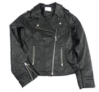 Černý koženkový jarní crop křivák Candy Couture