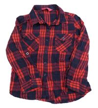 Tmavomodro-červená kockovaná blúzka Yd.