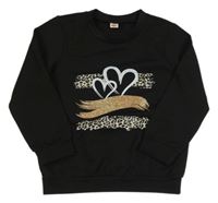 Čierna mikina so srdiečkami a vzorom