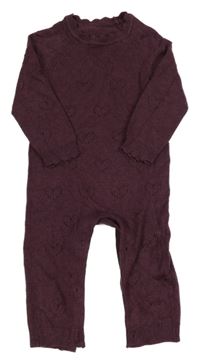 Mahagonový melírovaný úpletový overal s perforovanými srdíčky George